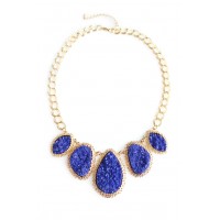 Cobalt Mojova Geode Druzy Stone Bib Necklace